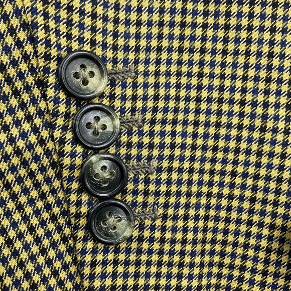 Daniel Blazer Men 44 Yellow Blue Houndstooth Classic Jacket VTG 80s‎ Hong Kong - Picture 4 of 13